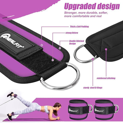 Ankle Strap for Cable Machine, Gym Ankle Cuff for Kickbacks, Leg Extensions, Glute Workouts, Booty Hip Abductors Exercise for Women and Men