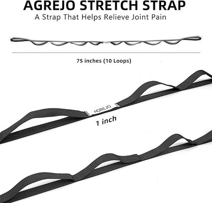 Stretching Strap Yoga Strap Physical Therapy for Home Workout, 10 Loops Non-Elastic Stretch Band for Pilates, Flexibility, Exercise and Gymnastics