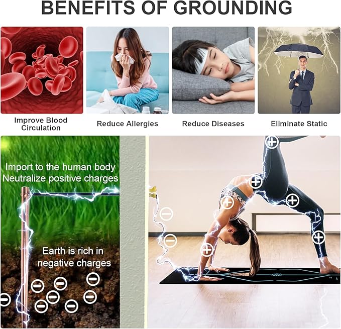 Grounding Yoga Mat, 72x24inch, Earthing Sleep Pad for Physical Therapy, Exercise & Workout Non Slip Mat, Reduce Anxiety and Improve Sleep