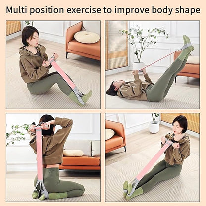 Ocdin Fabric Pedal Resistance Band with Handle, 4 Yoga Starter Set of Stretch Exercise Workout Bands, Unisex Anti-Broken Ab and HIPS Training Elastic Rope