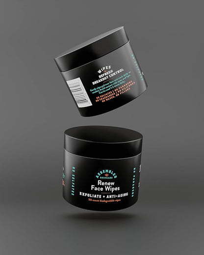Renew Face Wipes, 50-Count (Pack of 1). Exfoliating, anti-aging, and pre-shave face wipes.