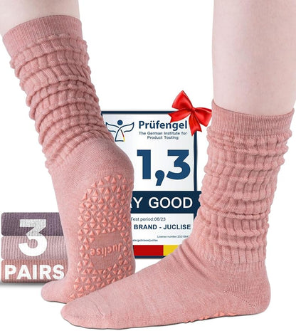 Slouch Pilates Grip Socks Yoga Barre Non Slip Scrunch Merino Wool Gym Workout Breathable Moisture Wicking Anti Odor