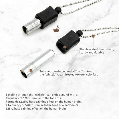 528 Hz Meditation Necklace, Breathing Necklace Frequency Sound Healing Device by Adjusting, Quit Smoking Necklace, The Breathing for Anxiety & Stress Relief Mindfulness (Silver)