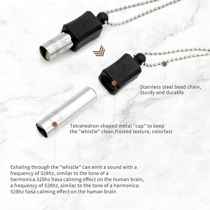 528 Hz Meditation Necklace Quit Smoking Necklace Breathing Frequency Sound Healing Device by Adjusting The Breathing for Anxiety & Stress Relief Mindfulness (Black)
