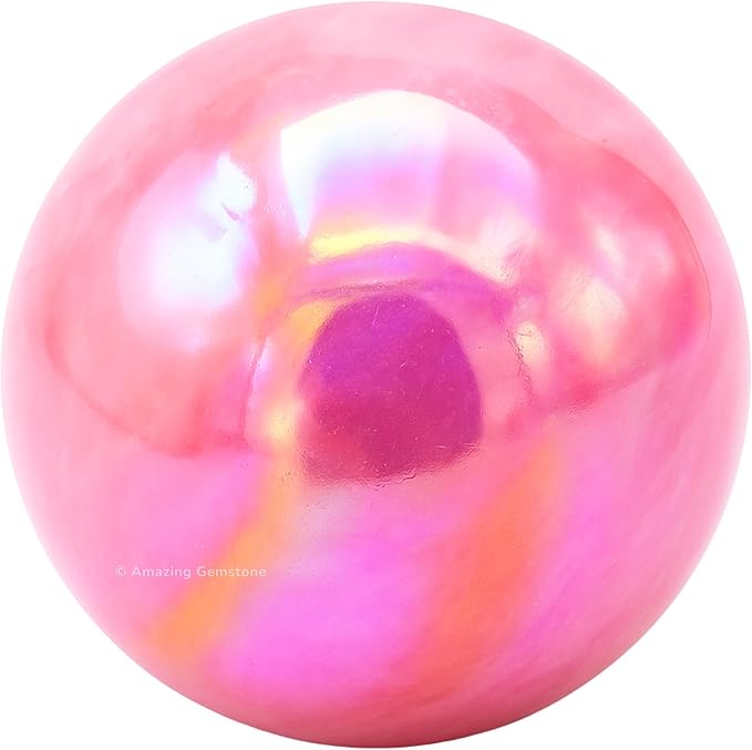 Amazing Gemstone Angel Aura Rose Quartz Crystal Ball with Stand - 2" Inches Crystal Sphere Meditation Balls for Witchcraft and Decorative Balls