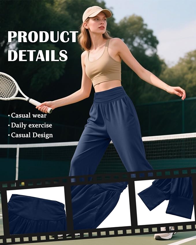 2 Pack Women's Yoga Joggers, Cozy Sweatpants with Pockets Casual Loose Comfy High Waisted Lounge Pants