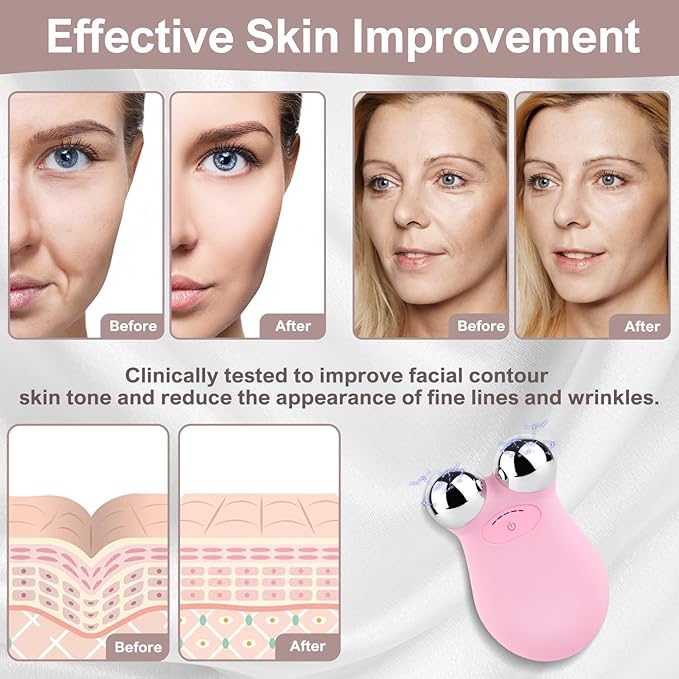 Microcurrent Facial Devices, Mini Microcurrent Face Lift Device Face Massager for Face Lifting and Facial Sculpting(Pink)