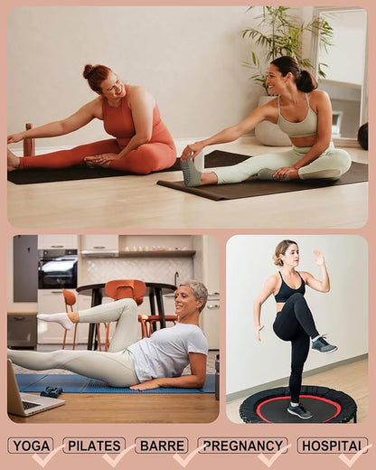 5 Pairs Pilates Grip Socks Yoga Socks with Grips for Women, Non-Slip Athletic Socks for Ballet, Dance, Workout, Hospital