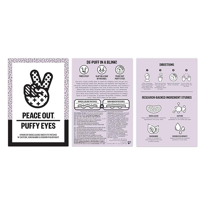 PEACE OUT Skincare Puffy Under-Eye Patches 6x pairs