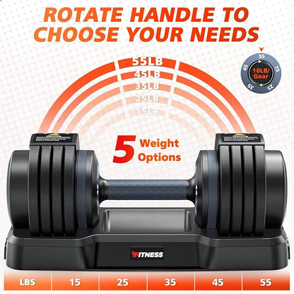 Adjustable Dumbbells Set of 2, 1 Hand Adjustable Weights Dumbbells Set, 5 in 1/10 in 1 Free Dumbbell with Anti-Slip Texture Handle, 25/55/80lb Pair Weight Set For Home Gym Suit both Men and Women