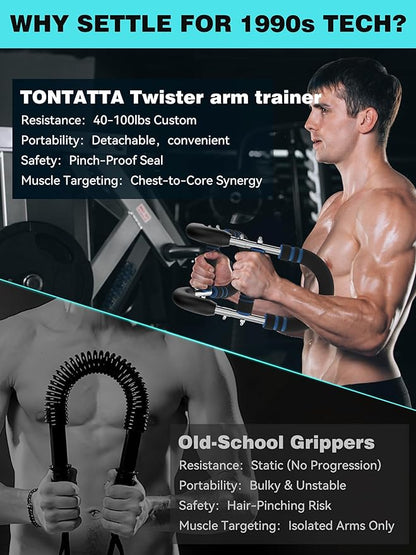 Twister Arm Trainer for Men - 40-100Lbs Adjustable Resistance Chest Workout Equipment - U Shaped Upper Body Muscle Strengthen Exerciser Device - Upgraded Gorilla Bar
