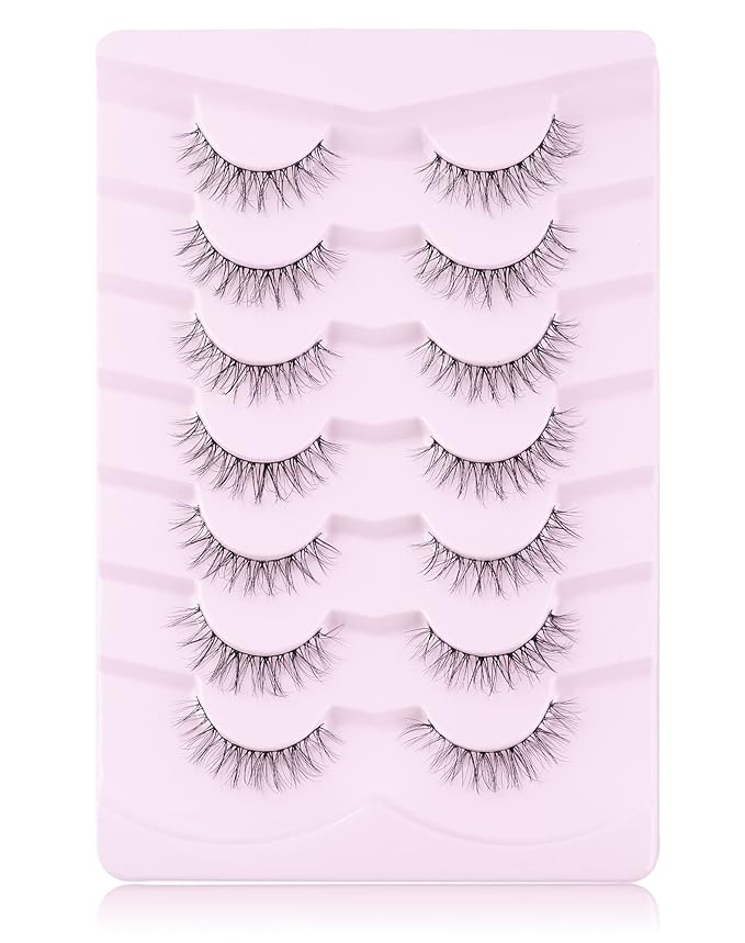Eyelashes Natural Look Fake Eyelashes Natural Lashes Lightweight False Eyelashes Wispy Lashes 3D Faux Mink Eyelashes 7 Pairs D3
