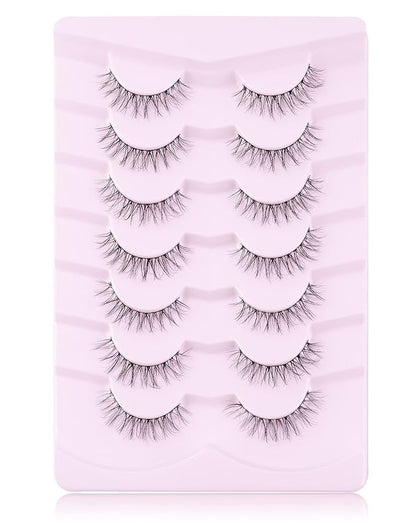 Eyelashes Natural Look Fake Eyelashes Natural Lashes Lightweight False Eyelashes Wispy Lashes 3D Faux Mink Eyelashes 7 Pairs D3