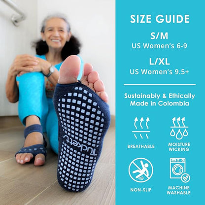 Tucketts Toeless Pilates Socks with Grips for Women, Non-Slip Yoga & Barre Socks for Stability & Barefoot Workouts, Size 6-13