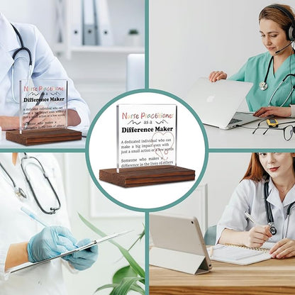 Appreciation Gifts for Nurse Practitioner Clear Desk Decor Sign, Thank You Gifts for Nursing Students Graduation, Difference Marker Nurses Week NP Recognition Office Desk Sign Plaque TZD35