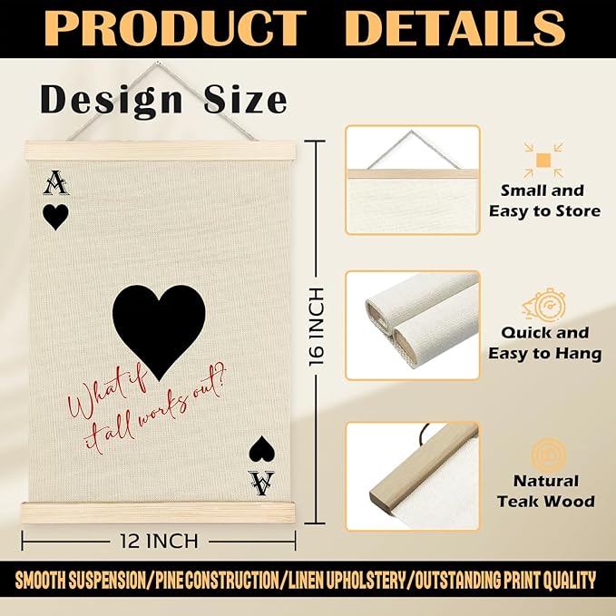 FITIE Trendy Retro Y2K Lucky 8 Ball Ace of Hearts Wall Art Set of 3, Y2K Room Decor, Funky Wall Art Decor, Funky Red Aesthetic Canvas Wall Art Poster Hanger Frame, 12x16 Inches