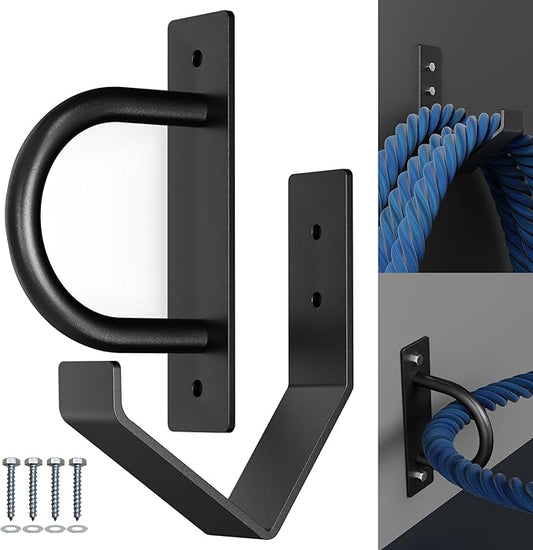 Battle Rope Wall Anchor Kit, Heavy Duty Steel Wall Anchor with Training Rope Organiser, Fitness Rope Wall Mount, Black