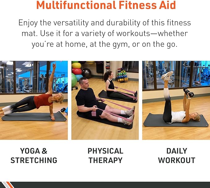 BodySport TPE Exercise Mat for Men and Women – Workout Mat – Perfect for Gyms and Fitness Training – ½ in. Thick, 56 in. Long, Black