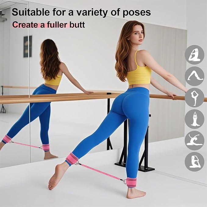 Adjustable Ankle Resistance Bands with Cuffs - 3-Level Booty Bands for Women, Home Gym Equipment for Glutes & Legs Workout, Pilates Yoga Accessories