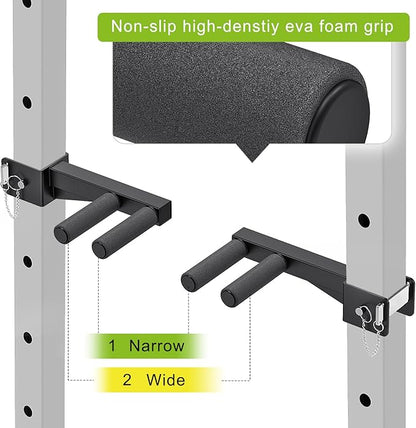 Dip Bar Attachment for Power Rack, Non-Slip Wide & Narrow Grip Handles, 500 lbs Capacity, Squat Rack Attachment for Dips, Inverted Rows, Push-Ups