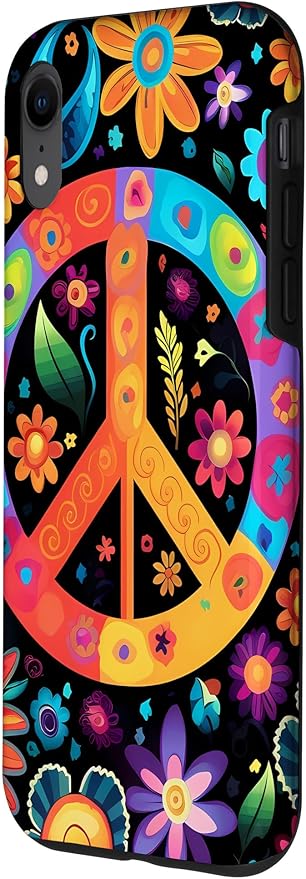 iPhone XR Peace Sign Hippie Floral Case