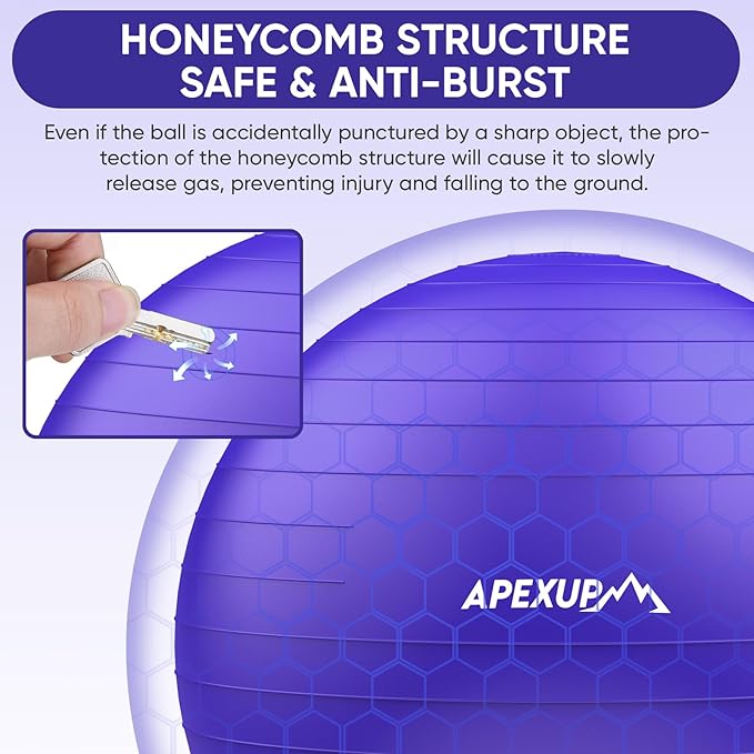 APEXUP Yoga Ball Exercise Ball Anti Slip Heavy Duty for Fitness, Balance & Core Workout