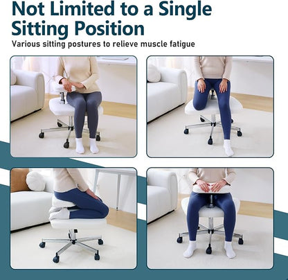 Meditation Chair Ergonomic Cross Legged Chair ADHD Chair with Wheels,Kneeling Chair for Office and Home,ADHD Chairs for Adults(White)