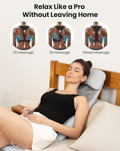 COMFIER Back Massager with Heat,2D/3D Shiatu Massage Seat Cushion,2 Auto Massage Modes,Full Back Massager with Vibration,Deep Tissue Kneading Chair Pad for Lower Waist,Gift for Men,Women