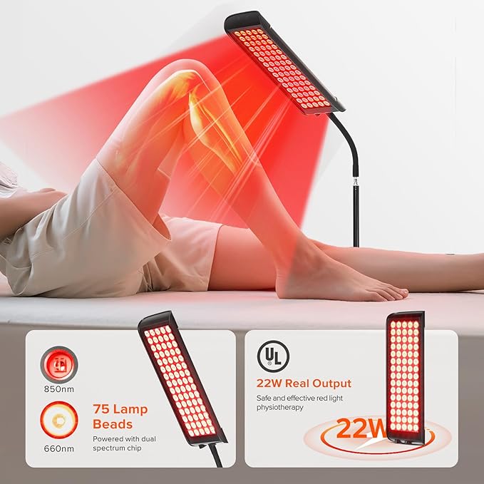 Red Light Therapy for Face and Body, GMOWNW Infrared Light Therapy Lamp with Stand, 660nm Red Light and 850nm Near Infrared Light Therapy Device for Face Knee Body, Skin Care at Home