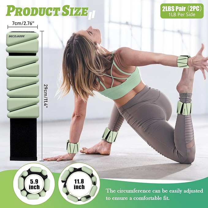 Ankle Weights Set of 2 (1 lb/2 lb/3 lb Each) Adjustable Wrist Weights for Women Men Wearable Arm Leg Weight for Pilates, Running, Walking, Workout, Yoga