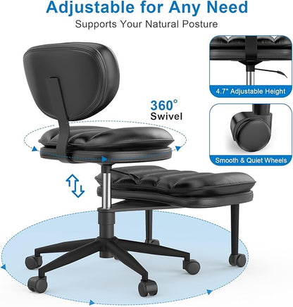 Cross Legged Office Chair, Ergonomic Cloud Criss Cross Desk Chair, Meditation Chair with Wheels, Height Adjustable Seat for ADHD, Wide Kneeling Chair with Back Support