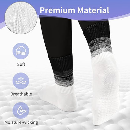 Non-Slip Pilates Socks with Grips for Women 5 Pairs Cute Yoga Socks Grippy for Yoga Barre Ballet