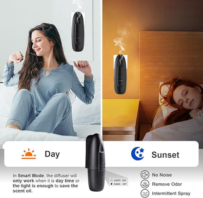 Plug in Waterless Aroma Diffuser for Essential Oils, 500 Sq. Ft, Portable Fragrance Diffuser, Cold-Air Diffusion Tech, Black