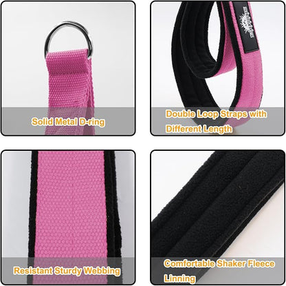 1 Pair Pilates Double Loop Straps for Reformer Fitness D-Ring Straps Handle, Yoga Exercise Accessories for Home Gym Workout