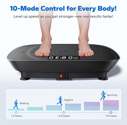 MERACH Vibration Plate Exercise Machine, Slim Vibration Plate for Lymphatic Drainage Weight Loss, Vibrating Plate with Real-Time Calorie Tracking on LED Display, Workout Equipment for Home Women Men