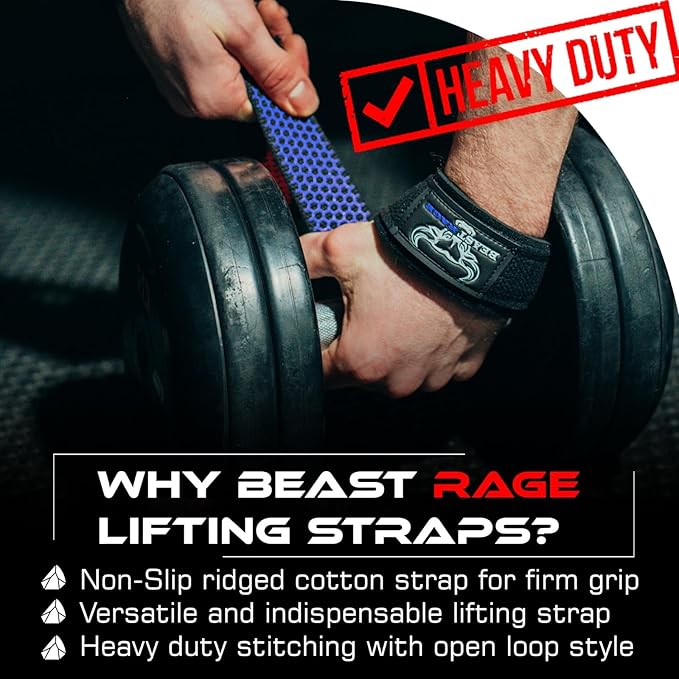 BEAST RAGE Lifting Wrist Straps for Weightlifting, Weight Lifting Straps Gym Grip Power Workouts Lifting Straps Padded Cotton Men Women Wrap Lift Deadlift Straps Hard Pull Exercise