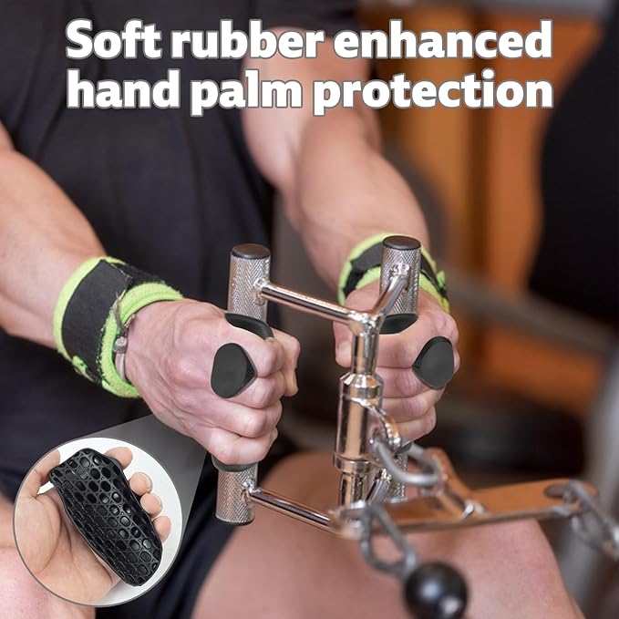 Rubber Gym Grips Fingerless Workout Gym Gloves, Workout Grip for Men Women Crosstraining Hand Palm Protection, Weight Lifting Grips for Bodybuilding, Deadlifts