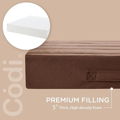 Codi Large Floor Pillow, Meditation Cushions for Adults with Thick Foam and Soft Tufted Covers, Washable Square Seating for Couch and Yoga Sitting, 22 × 22 × 5 Inch Coffee