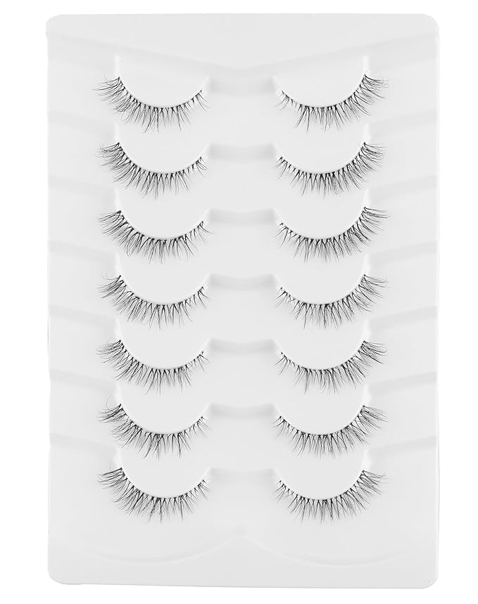 Onlyall False Eyelashes Natural Wispy Lashes Clear Band Fake Lashes H92