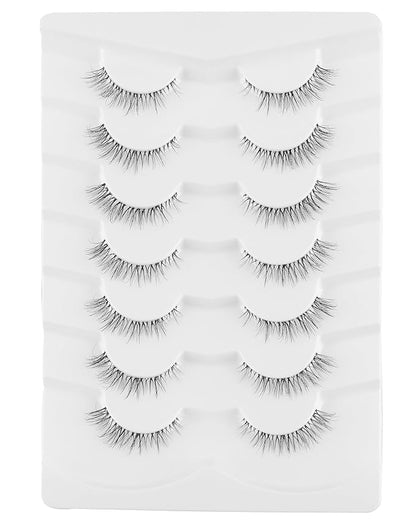Onlyall False Eyelashes Natural Wispy Lashes Clear Band Fake Lashes H92