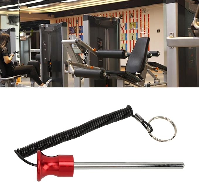 Weight Stack Pin, Weight Machine Pin Magnetic Weight Pin with Pull Rope, Quick Release Pin Universal Replacement Selector Lock Pin Strength Training Equipment for Home Gym (Red)