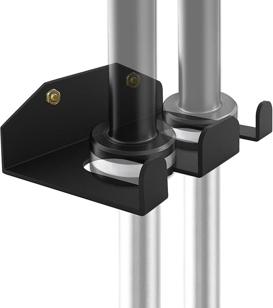 Olympic Barbell Hanger,Garage Gym Bar Wall Rack,Vertical Barbell Mount Rack,Double Barbell Holder Wall Mount,Space Saving Commercial or Home Gym Accessory,Holds 33mm Bar (2 hook black)