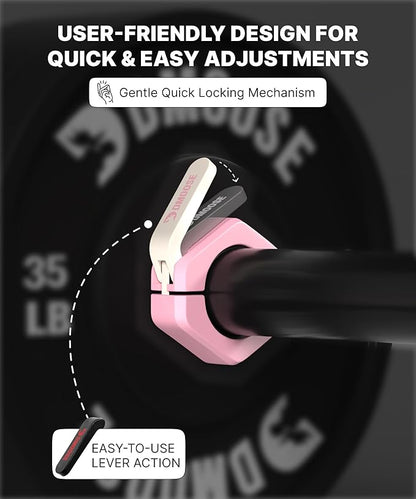 DMoose Fitness Barbell Clips 2 Inch (Pair) - Quick Release Olympic Barbell Clamps & Collars with Anti Slip TRP Grip for Secure Weightlifting and Powerlifting - Weight Clips for Bars at Home or Gym