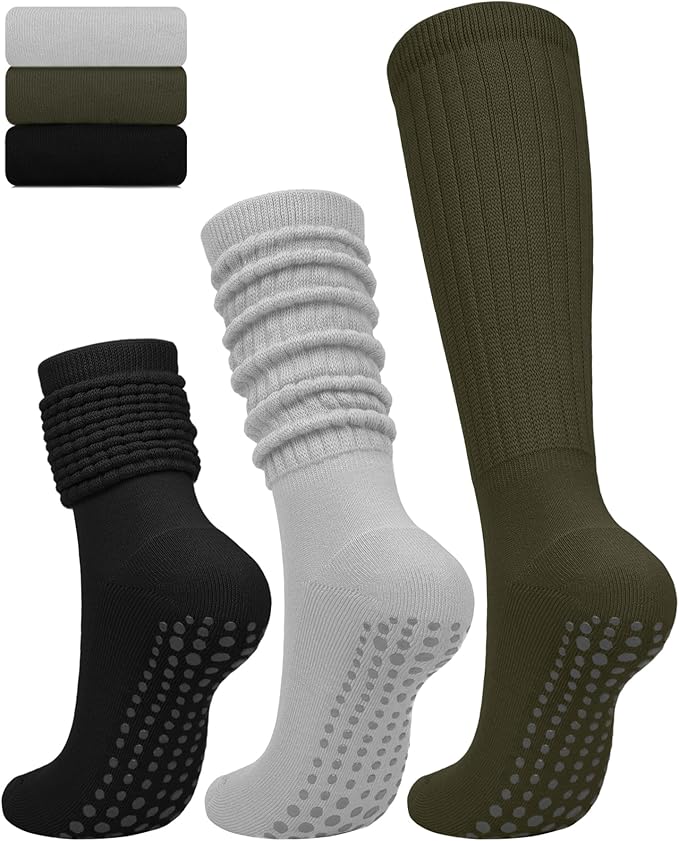 3/6 Pairs Grip Pilates Socks for Women, Non-slip Yoga Athletic Socks for Barre Ballet Barefoot Workout Hospital