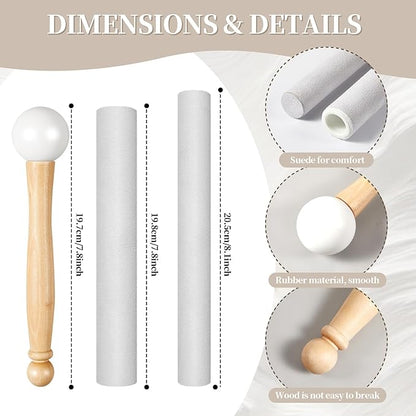 10 Pcs Singing Bowl Cushion Set 7 Silk Cloth O Ring with 3 Crystal Singing Bowl Mallet Include Solid and Hollow Stick Wood Handle Rubber Mallet for 6-12" Tibetan Sound Meditation (Black Gold)