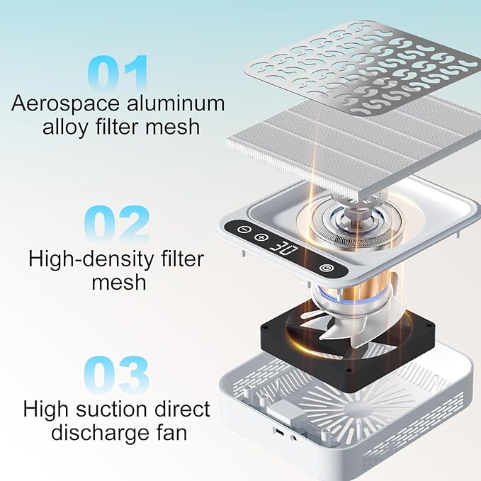MEKK Nail Dust Collector,Essential Dust Collector Nail Tech Tool with Reusable Filter,Vacuum Fan Dust Collector for Acrylic Nail Drill Dust Extractor Acrylic Nail Tools in Salon & Home Settings-White