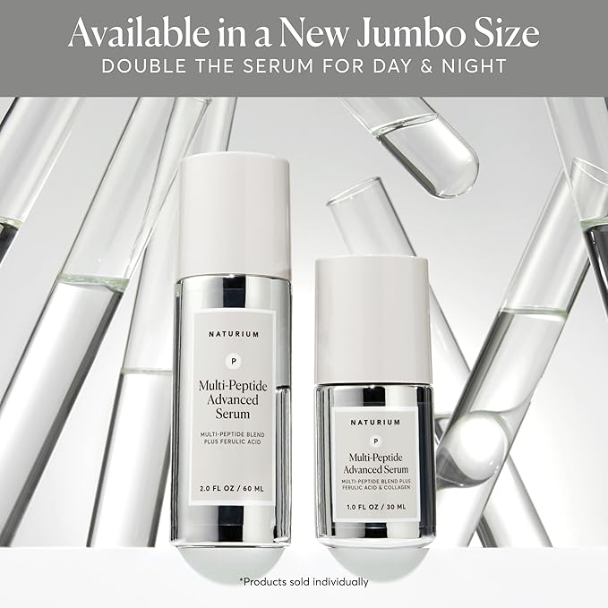 Naturium Multi-Peptide Advanced Serum Jumbo, Firming & Smoothing Face Serum for Fine Lines & Wrinkles with Advanced Multi-Peptide Blend, 2 oz