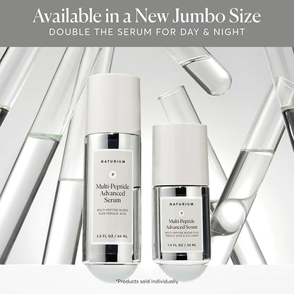 Naturium Multi-Peptide Advanced Serum Jumbo, Firming & Smoothing Face Serum for Fine Lines & Wrinkles with Advanced Multi-Peptide Blend, 2 oz