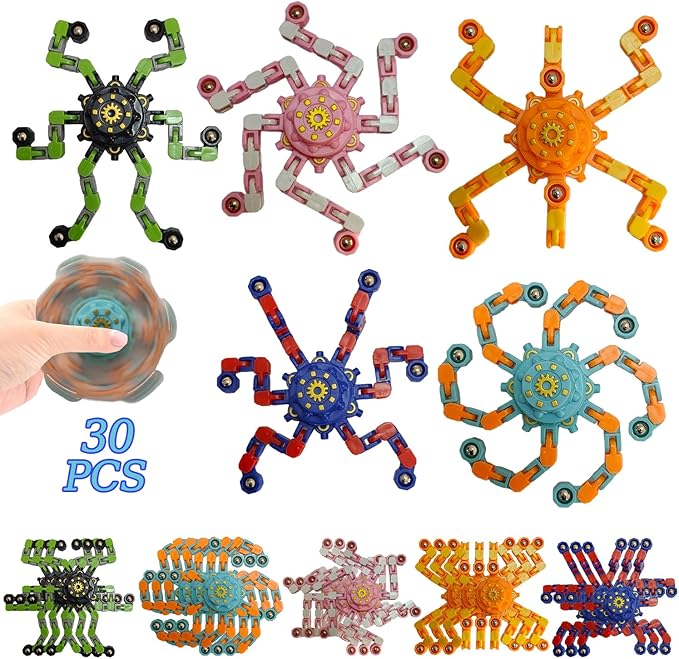 30 Pack Sensory Fidget Spinner Toys,Stress Relief Treasure Box Toys for Classroom Prizes,Pinata Easter Basket Goodie Bag Stuffers Birthday Gifts Party Favors for Kids Adults