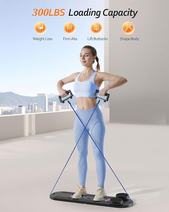 Pilates Board, 15-in-1 Portable Pilates Reformer Set for Home Workout, 2025 Foldable Pilates Machine Board with Resistance Bands, Strength Training and Full Body Workout